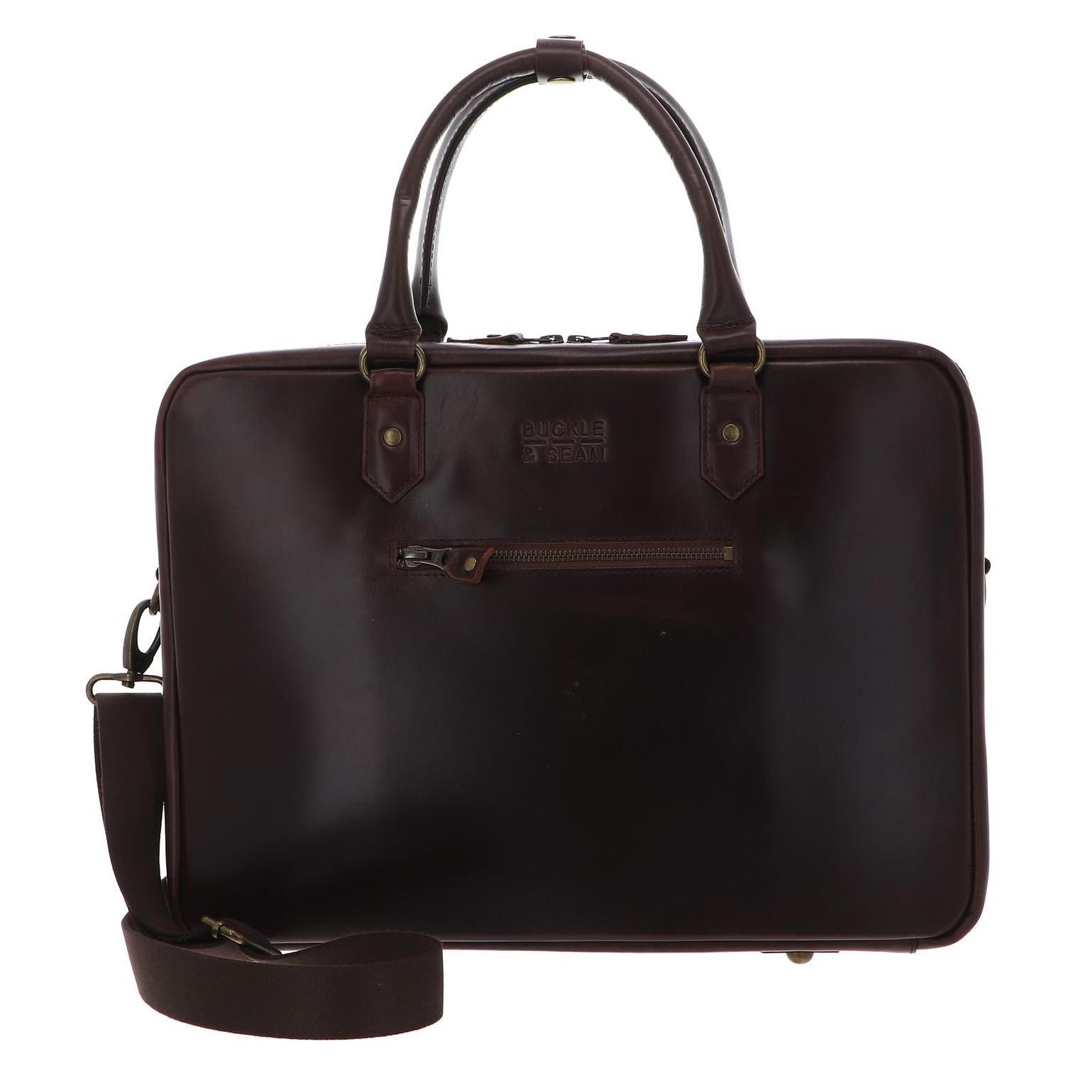 Buckle & Seam Albert Blu Leather Crazy Horse Laptopbag (15"), Notebooktasche, Braun