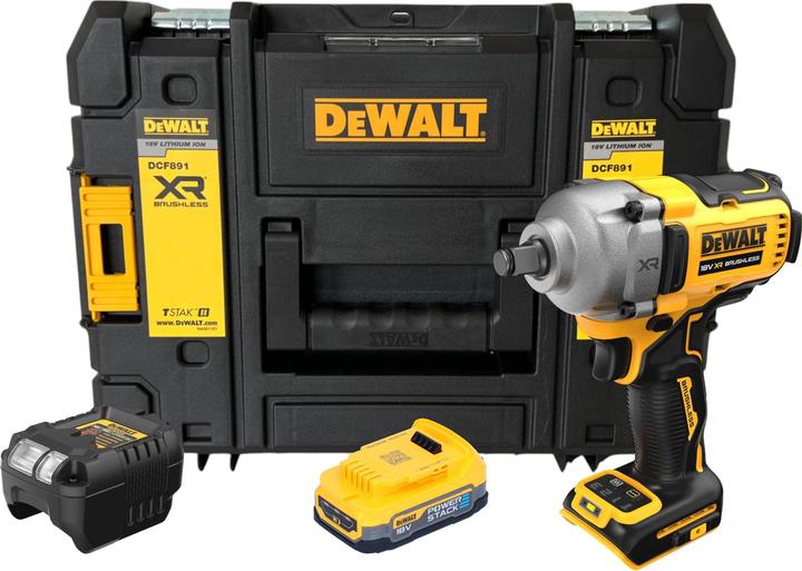 Produktbild DeWalt DCF 891 E1T Akku Schlagschrauber 18 V 1084 Nm 1/2" Brushless + 1x Powerstack Akku 1,7 Ah +