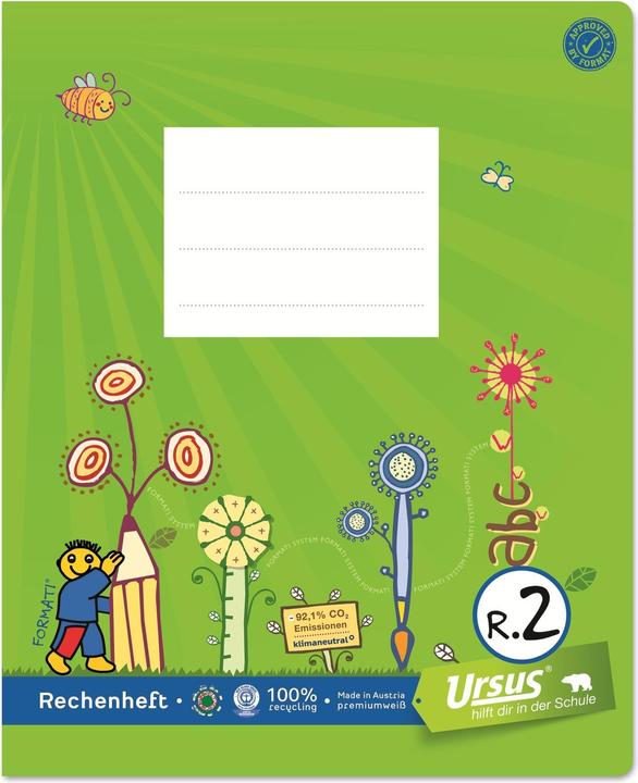Produktbild Ursus Schulheft R.2 19.5 x 24 cm quart, Kariert, Grün (19.5 x 24 cm, Kariert, Weicher Einband)
