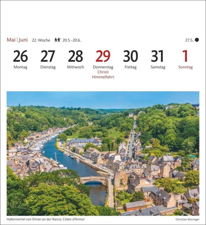 Produktbild Harenberg Bretagne & Normandie Sehnsuchtskalender 2025 - Wochenkalender mit 53 Postkarten (Harter Einband, Deutsch)