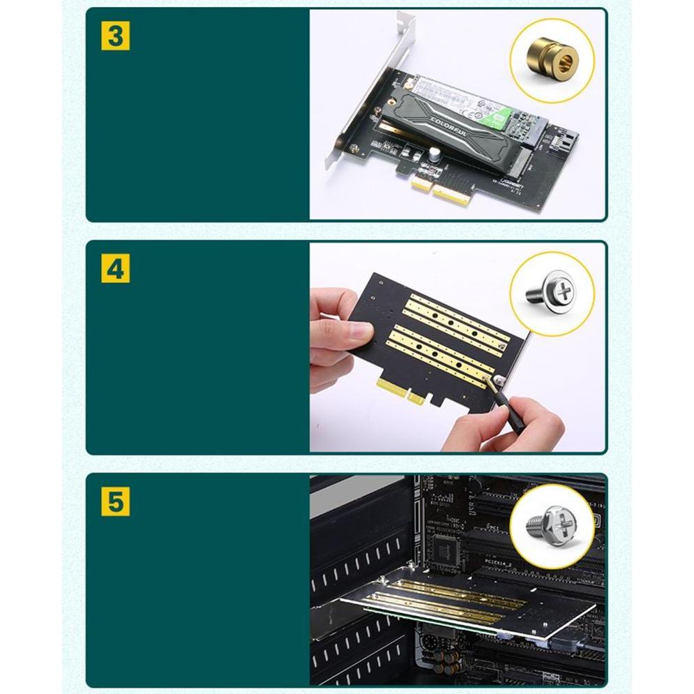 Thumbnail - Ugreen PCIe 3.0 x4 to M.2 M-Key + M.2 B-Key Adapter, Kontrollerkarte