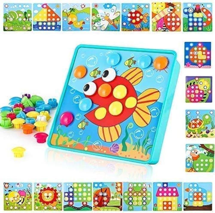Immagine prodotto Activity Board Gioco del mosaico per bambini, gioco educativo del mosaico con 18 piastre colorate e 50 perline.