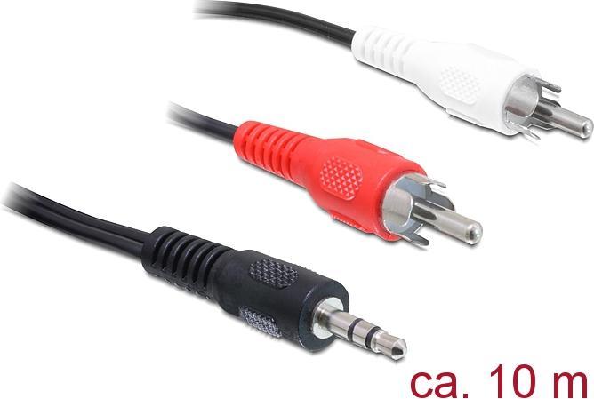 Actual product image Delock Cable audio jack plug > 2 x RCA plug (10 m, AUX cable, Cinch Cables)