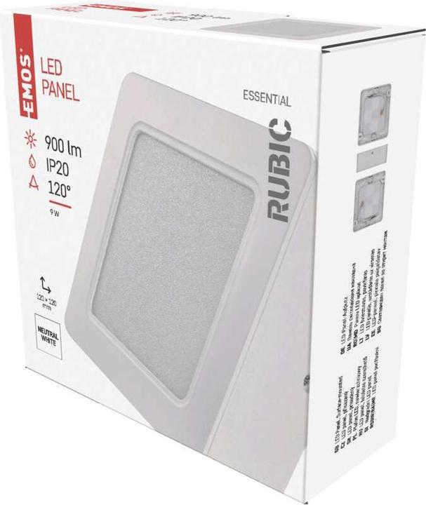 Actual product image Emos Surface-mounted LED light RUBIC, square, white, 9W, neutral white (900 lm)
