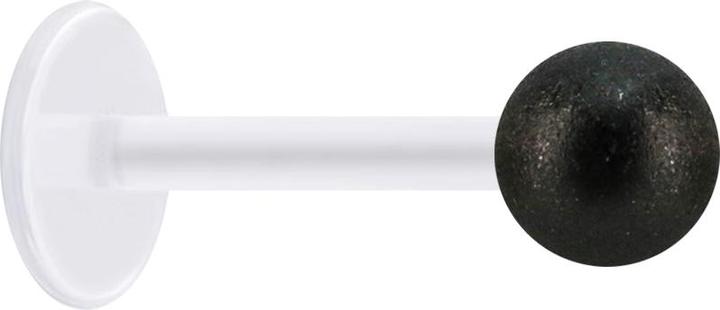 Produktbild Star Piercing Micro Labret transparent mit Kugel schwarz gesprenkelt (Bioflex, ohne Messing, Chirurgenstahl 316L)