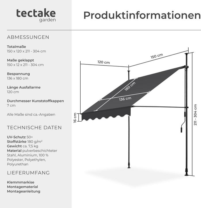 Image du produit tectake Store à pince (1.50 m)