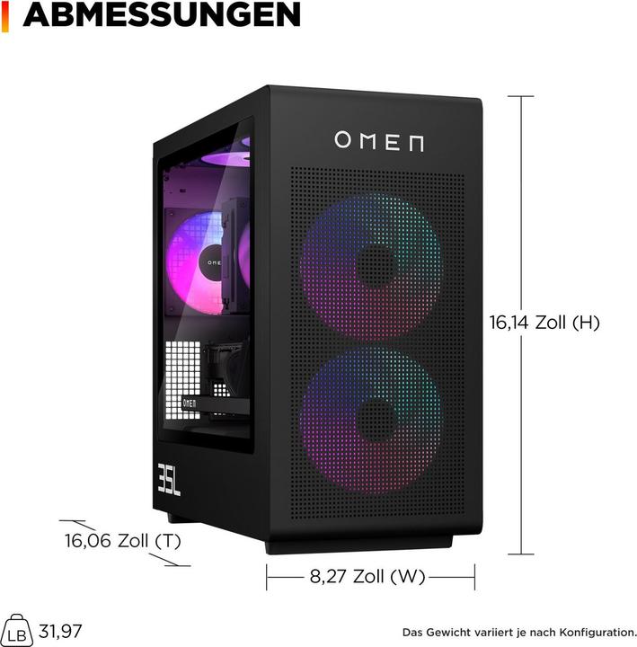 Produktbild HP 35L Gaming Desktop GT16-1296NG (schwarz, ohne Betriebssystem) (1000 GB, 32 GB, GeForce RTX 5070 Ti)