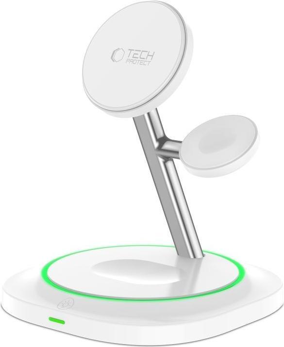 Tech-Protect QI15W-A46 3in1 Magnetic MagSafe Inductive Charger - White (15 W)