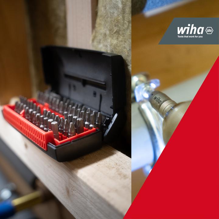 Actual product image Wiha Bit Set Collector Standard 25 mm 61 pcs. 1/4" C6.3 I in box (4.5, 5.5, 6, 8 mm)