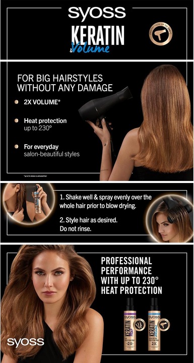 Actual product image Syoss Heat Protection Spray Keratin & Volume 200 ml, Blow Dry Protection, Up to 230°C Heat Protectio (200 ml)