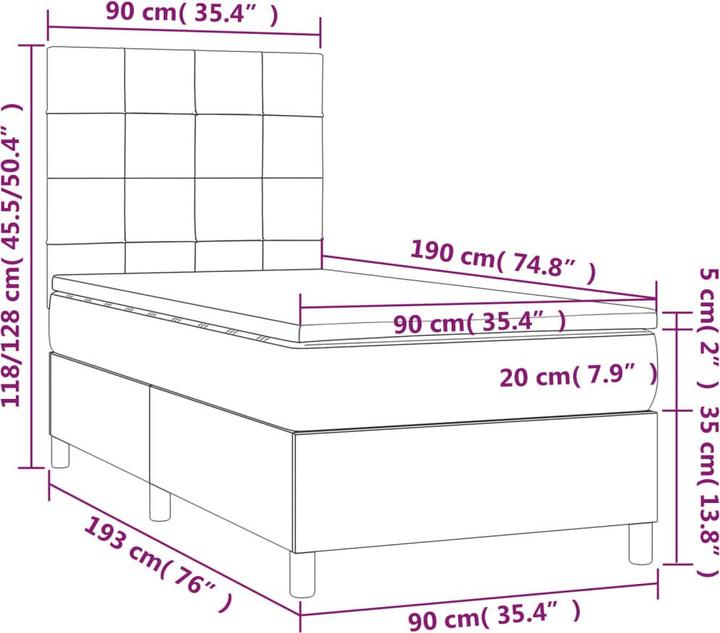 Produktbild vidaXL Boxspringbett (90 x 190 cm)