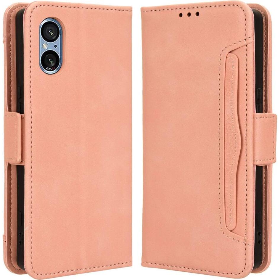Cover-Discount Sony Xperia 5 V - Etui mit vielen Kartenfächer rosa-Copy (Sony Xperia 5 V), Smartphone Hülle, Rosa