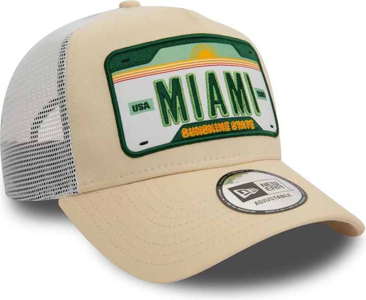 Actual product image New Era A-Frame Mesh Trucker Cap - MIAMI STATE PLATE