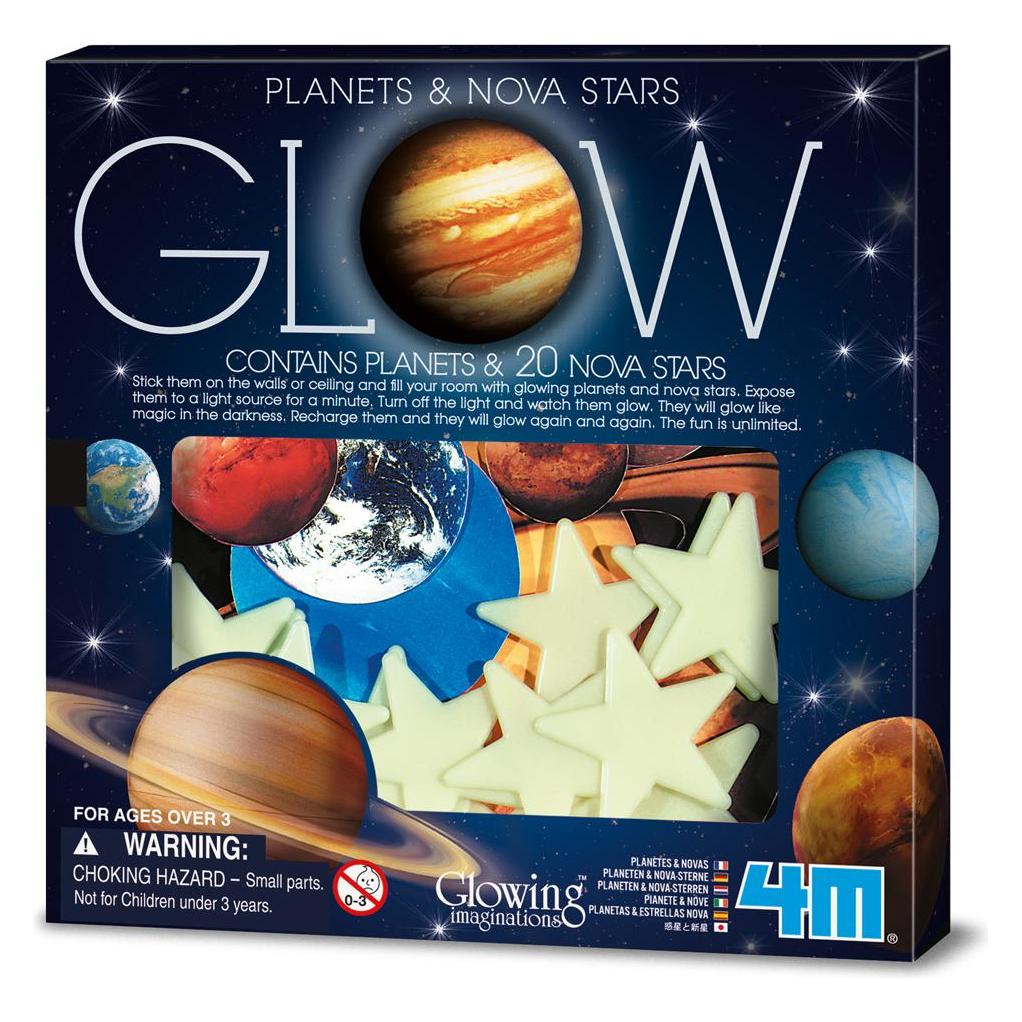 4M, Nachtlampje, Gloeiende Sterren & Gloeiende Planeten 20 Stuks - Gloeiend