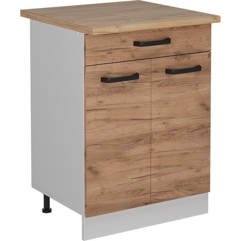 Vicco, Regal, Küchenunterschrank R-Line, Goldkraft Eiche/Weiss, 60 cm AP Eiche