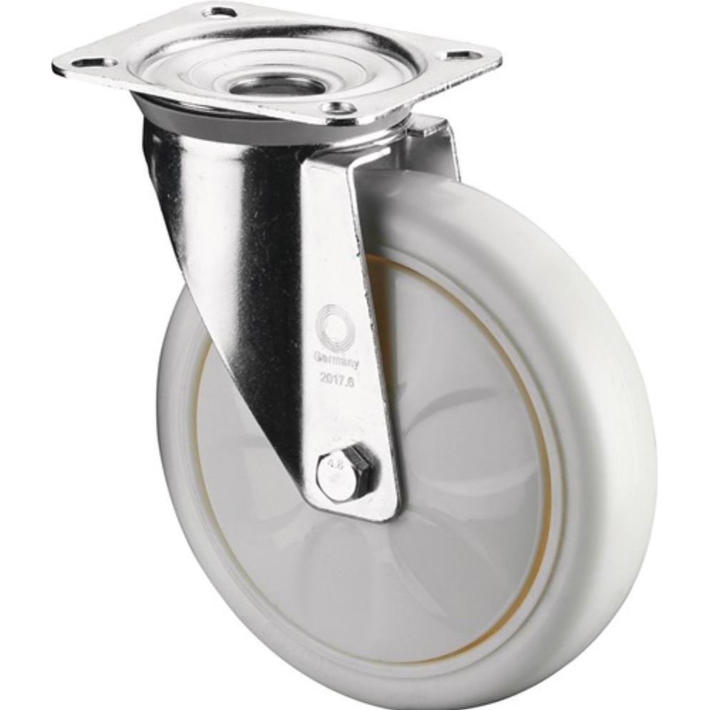 BS Rollen, Möbelrollen, Lenkrolle Rad-Ø 200 mm Tragfähigkeit 600 kg Kunststoff Platte L138xB110 mm Farbe Rolle weiss