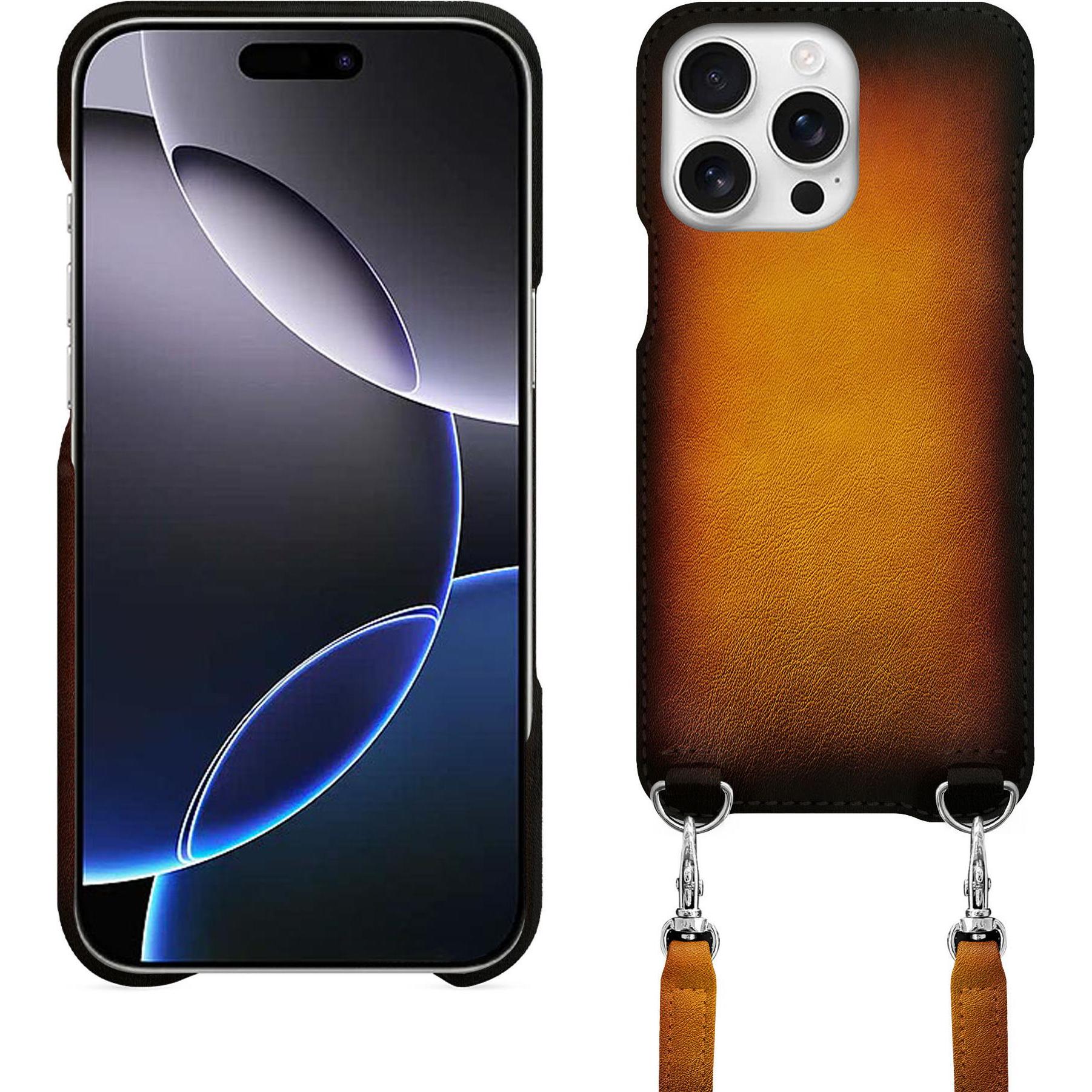 Noreve Schutzhülle mit Schulterriemen Apple iPhone 16 Pro Max (Apple iPhone 16 Pro Max), Smartphone Hülle, Braun