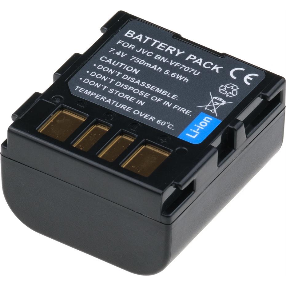 T6 Power Batteria JVC BN-VF707U, BN-VF707,,, Å¡edá (Batteria della fotocamera), Alimentatore fotocamera, Grigio