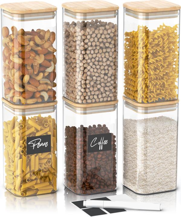 Produktbild Arendo 6x 2 L Vorratsgläser, Glasbehälter, 6er Set, Borosilikat mit Deckel, Aufklebern & Textmarker (2 l)