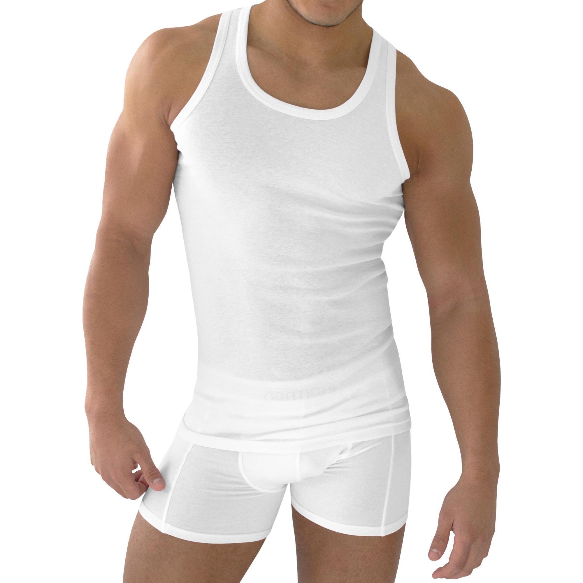 Normani, Herren, Shirt, 5 Stück Herren-Unterhemd Feinripp Weiss, Weiss, (4XL)