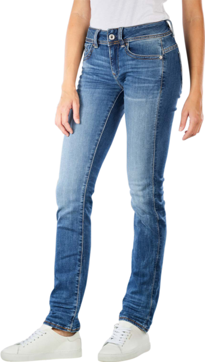Actual product image G-Star Midge Zip Mid Straight Jeans medium indigo aged (W29/L32)