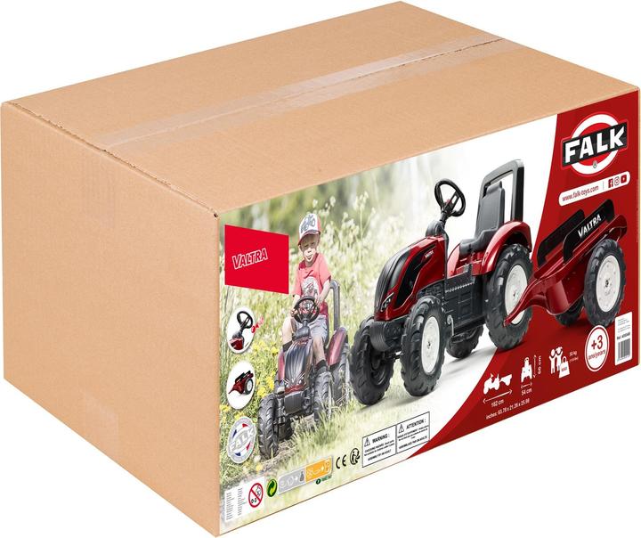Image du produit Falk Valtra S4 traptractor met aanhanger en geluid donkerrood