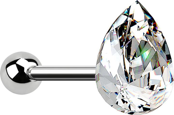 Produktbild Star Piercing Micro Barbell silber Tropfen Kristall silber (ohne Messing, Chirurgenstahl 316L)