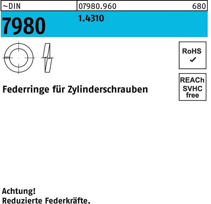 Produktbild Federring DIN 7980 f.Zylinderschrauben 6 1.4310