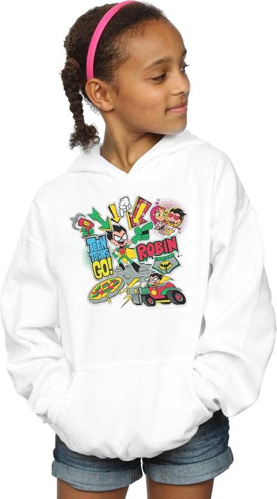 Actual product image Girls Teen Titans Go Robin Montage Hoodie (140, 146)