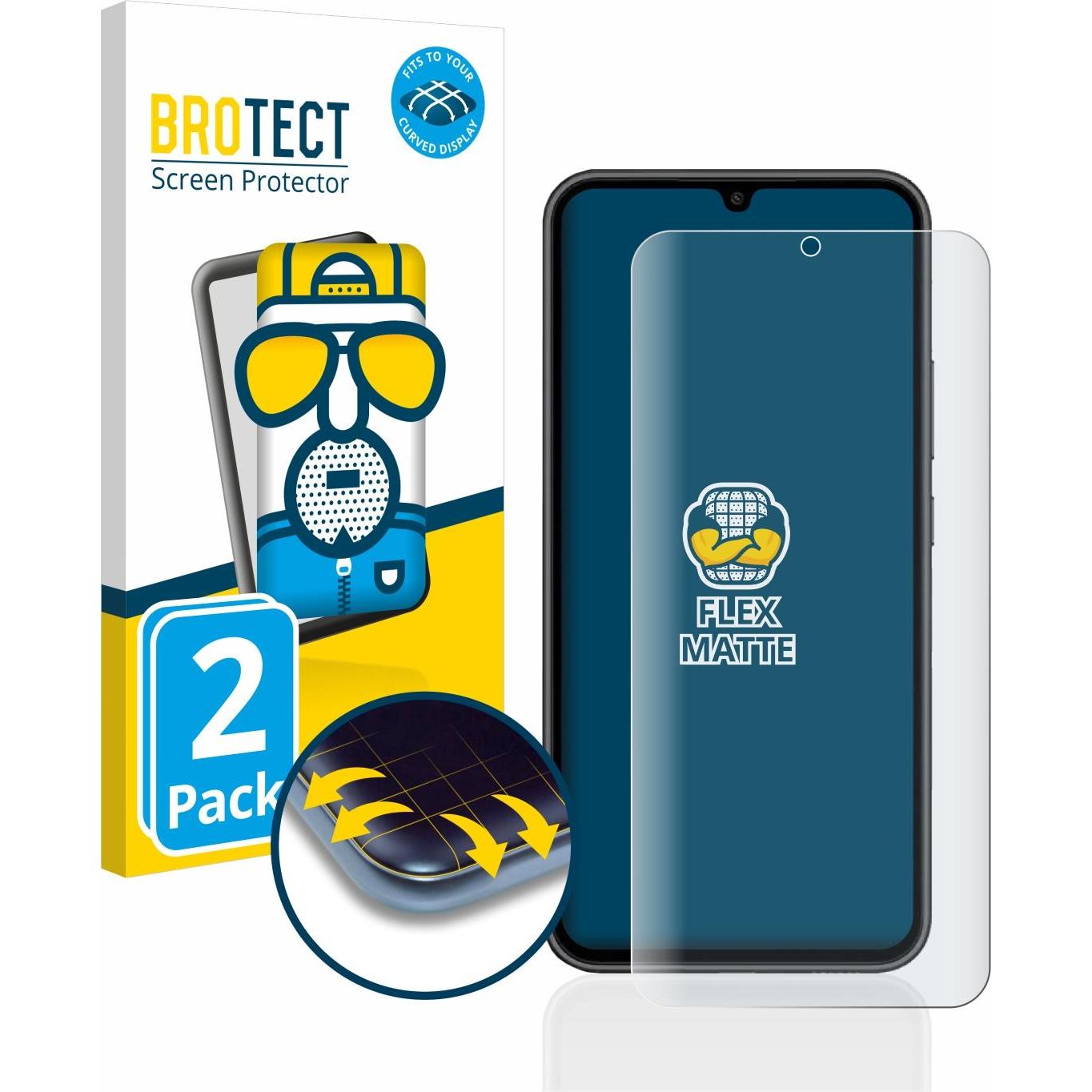 BROTECT Full-Cover Displayschutz Matt (2 Stück, Samsung Galaxy A34 5G), Smartphone Schutzfolie, Grau