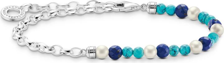 Immagine prodotto Thomas Sabo Bracciale Charm con perle blu, perle bianche e catene d'argento (14 cm, Argento 925)