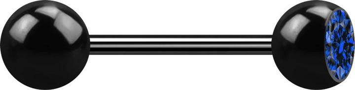 Image du produit Star Piercing Micro Barbell noir avec boule et boules cristal bleu foncé (sans laiton, Acier chirurgical 316L)
