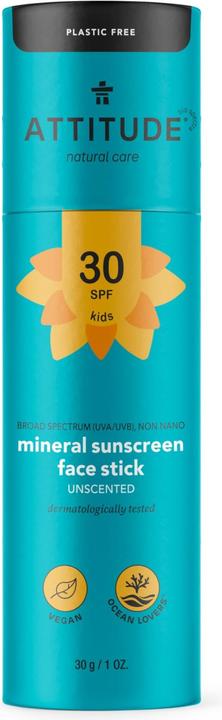Immagine prodotto Attitude Penna minerale Baby & Kids senza profumo (Stick solare, Crema solare viso, SPF 30, 30 g)
