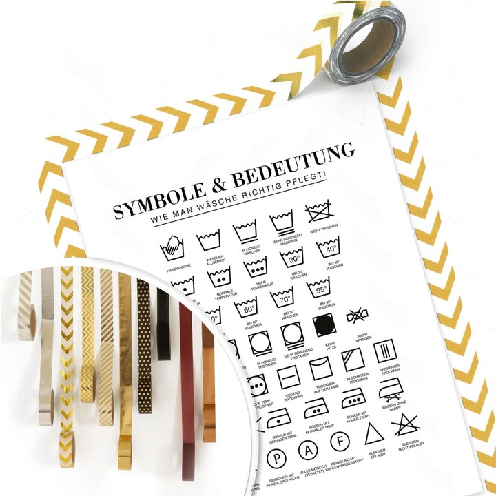 Actual product image Trenddeko Symbols - How to properly care for laundry (24 x 30 cm)