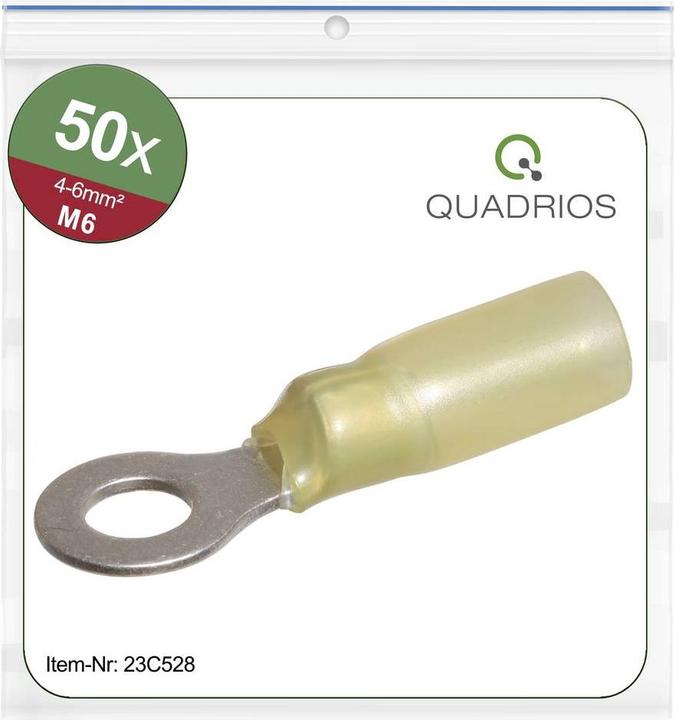 Quadrios 23C528 Ring cable lug Cross-section (max.)=6 mm² Hole-Ø=6.5 mm Partial insulation