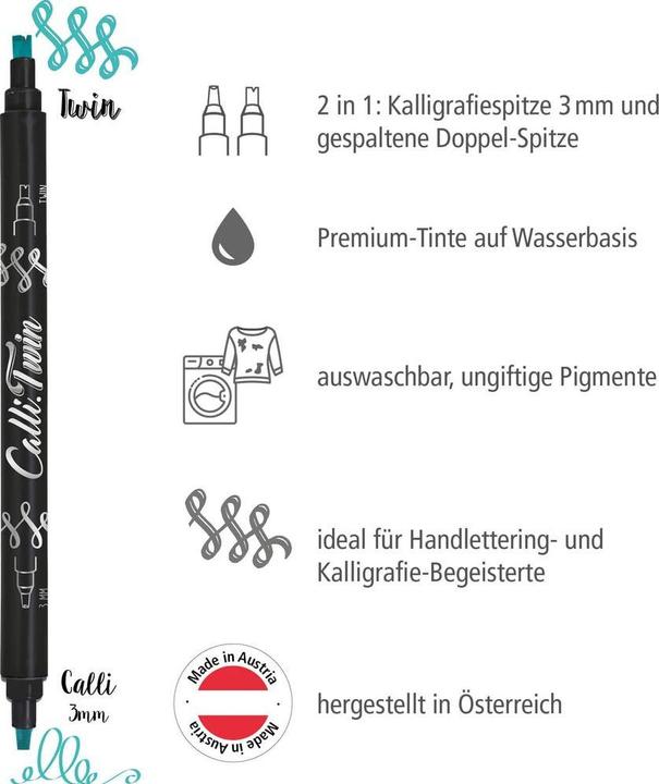 Produktbild Online Callibrush Pen TWIN 3mm 18604/6 Turquoise (Türkis)