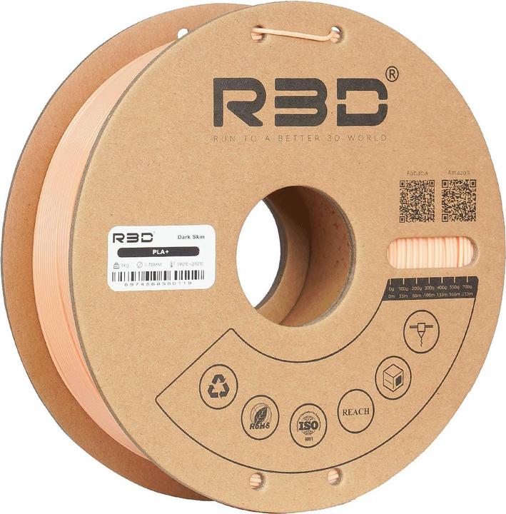 Produktbild R3D PLA+ Dark Skin Filament 1.75mm 1Kg (PLA+, 1.75 mm, 1000 g, Grau)