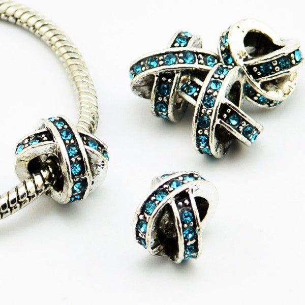 Produktbild Hermex X - Bead versilbert 925 mit Strass - Silbrig Türkis (Metallegierung)