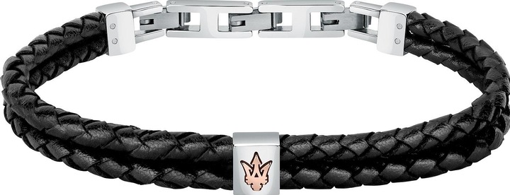 Maserati Leather Armband (22 cm, Edelstahl, Leder, Recycelt)