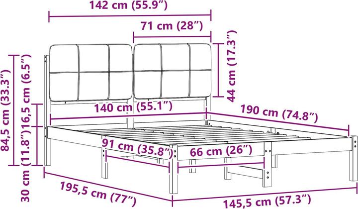 Image du produit vidaXL Bettrahmen (140 x 190 cm)