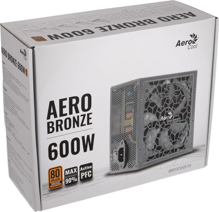 Immagine prodotto AeroCool Alimentatore Aero Bronze 600W 80 PLUS Bronze - 600 Watt (600 W)