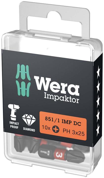 Produktbild Wera 851/1 IMP DC PH 3 x 25 mm DIY-Box (Kreuz Phillips PH)