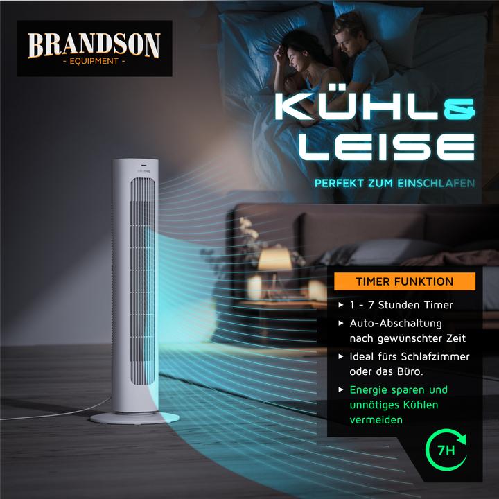 Produktbild Brandson Turmventilator, Fernbedienung, sehr leise, Oszillation, 3 Modi, Timer, 50 W, Standventilator 76cm (48 dB)