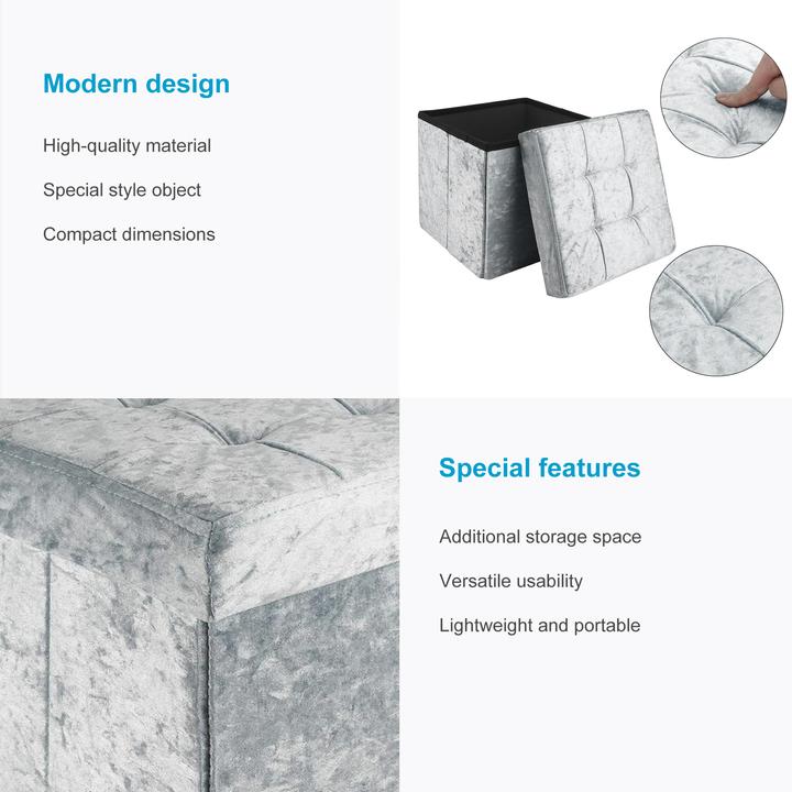 Image du produit Intirilife Siège cube velours bleu-gris