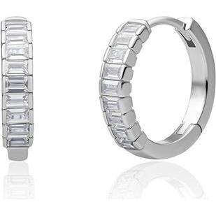 Sparkling Jewels, Ohrringe, Sparkling Silver Hoop Earrings With Cubic Zirconia Eas23