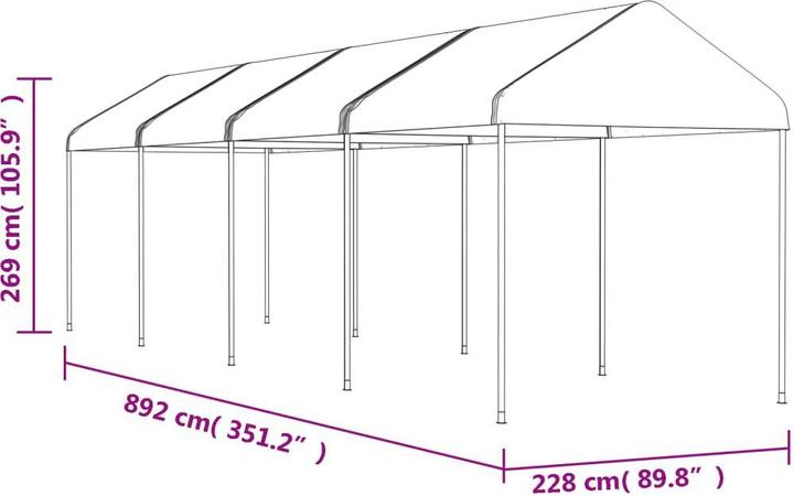 Produktbild vidaXL Pavillon (892 cm, 228 cm)