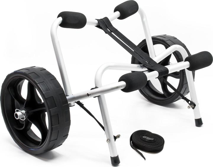 Wiltec Foldable Aluminium Transport Trolley for Kayaks, Canoes max. 68kg with PU Wheels & Nylon Belt