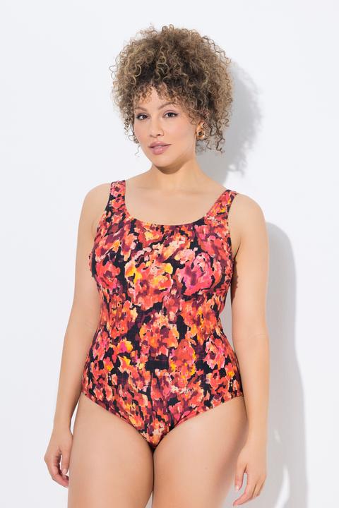 Image du produit Ulla Popken Maillot de bain sans bonnets souples, motif et décolleté rond (50, 52)