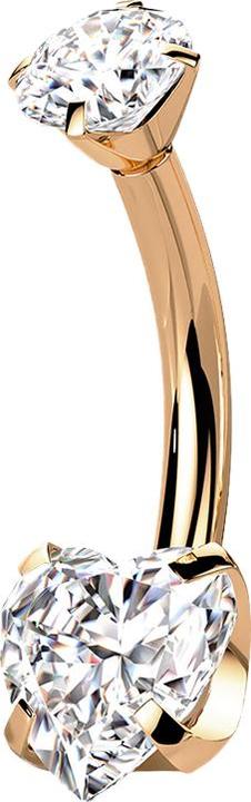 Immagine prodotto Star Piercing Banana oro rosa con cristallo e cuore di cristallo argento (Titanio, senza ottone)