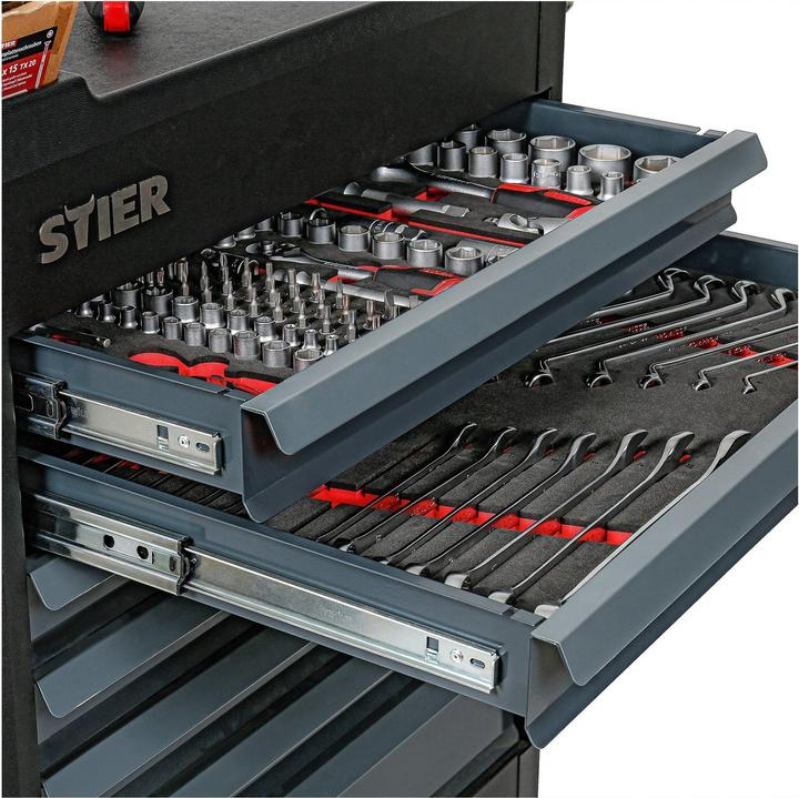 Image du produit Stier Chariot d'atelier Premium vide avec couvercle en plastique